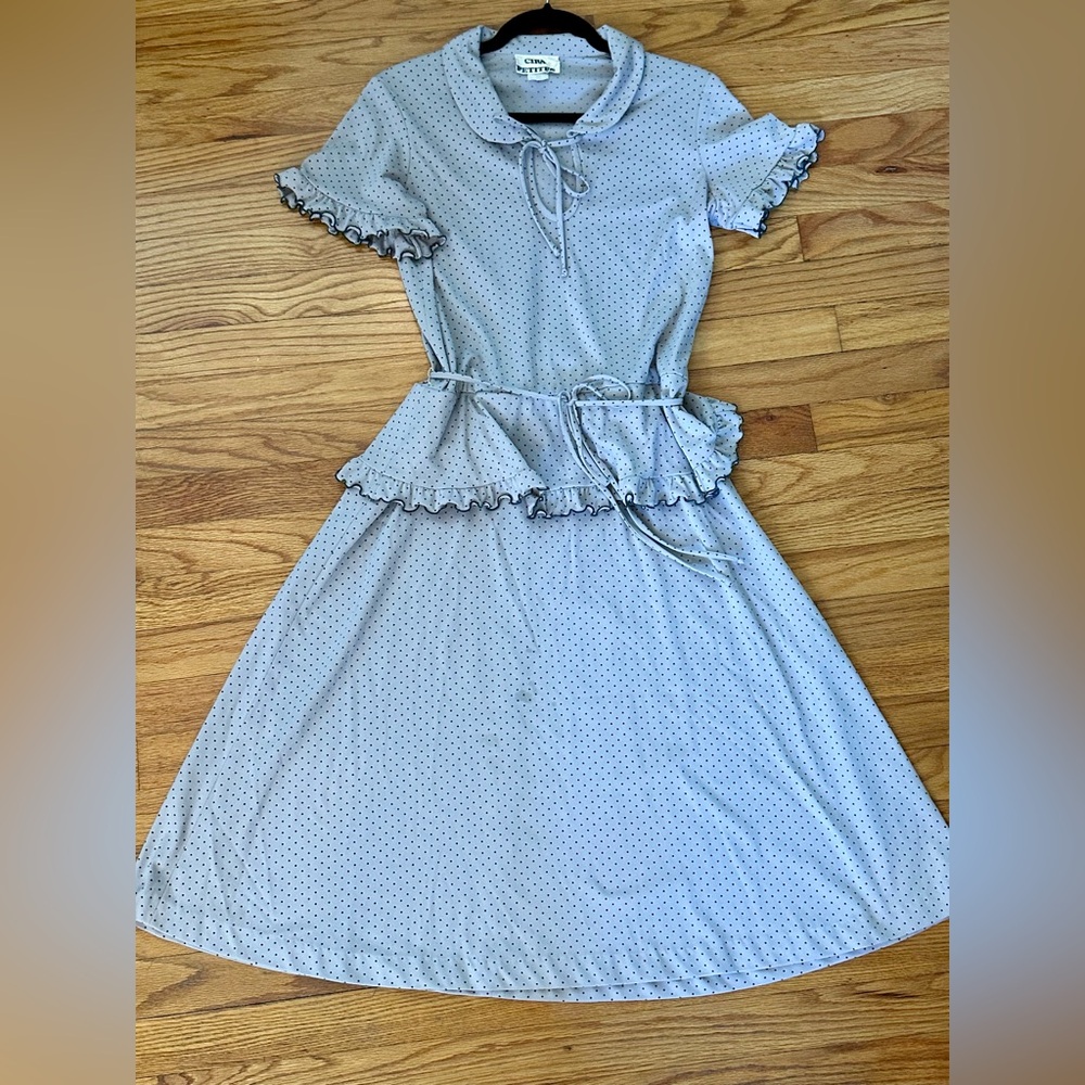 Vintage Polka Dot Dress in Beige